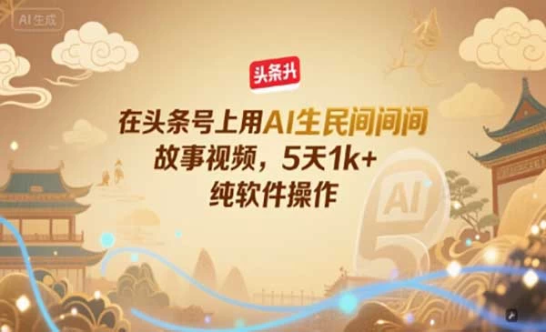 在头条号上用AI生成民间故事视频，5天1K纯软件操作！-教程之家