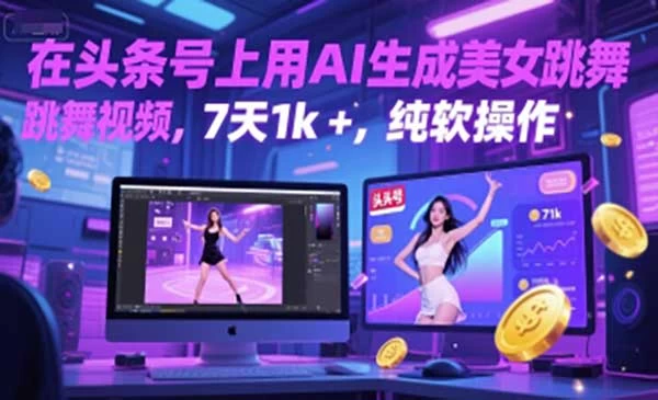 在头条上用AI生成美女跳舞视频，7天1K+，纯软操作！-教程之家
